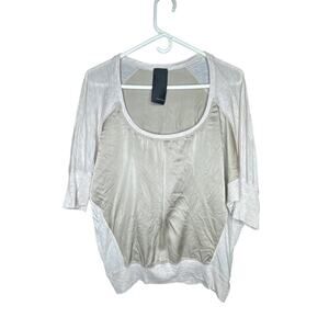 Heather Women’s Large 3/4 Dolman Sleeve Top Cream Silk Modal Blend Lightweight